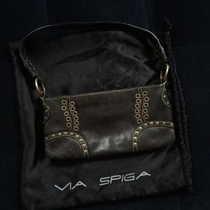 Via spiga black leather purse with metal